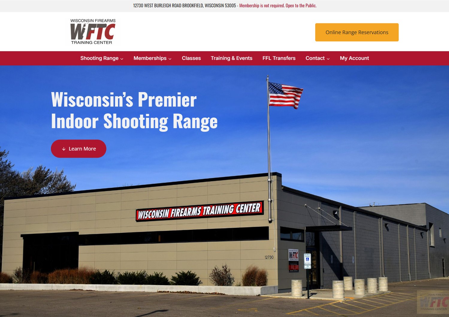 A live Coriolis FFL ecommerce site. Wisconsin Firearms Training Center. Opens in a new tab.